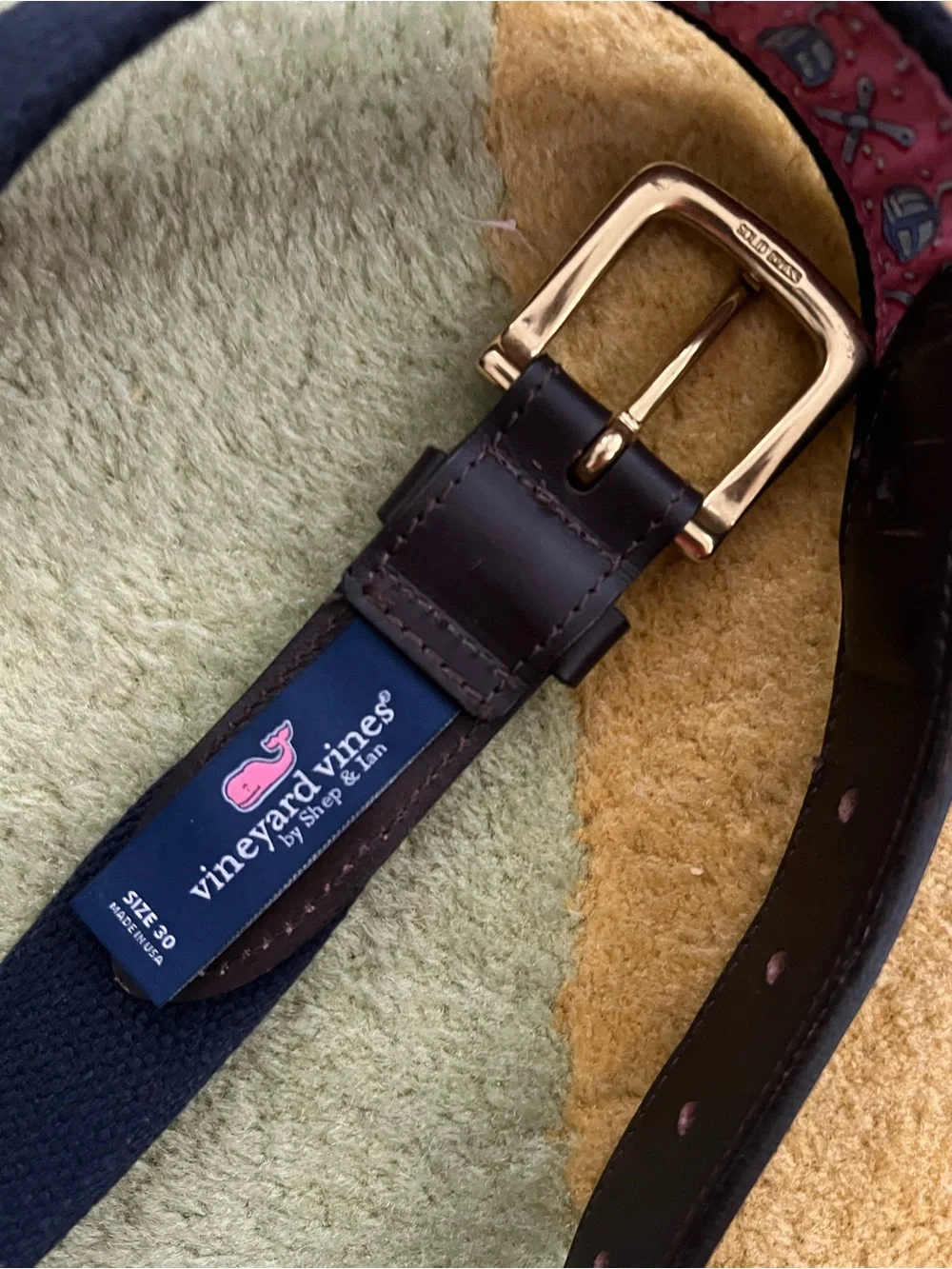 Vineyard Vines Canvas and Leather Belt gondola and Ski Pattern Men's Size 30